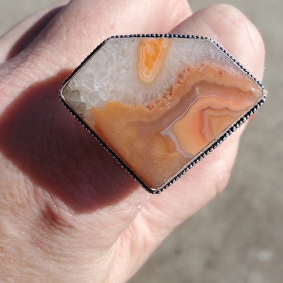 New Botswana Agate 925 Silver Statement Ring. - Picture 3 of 9